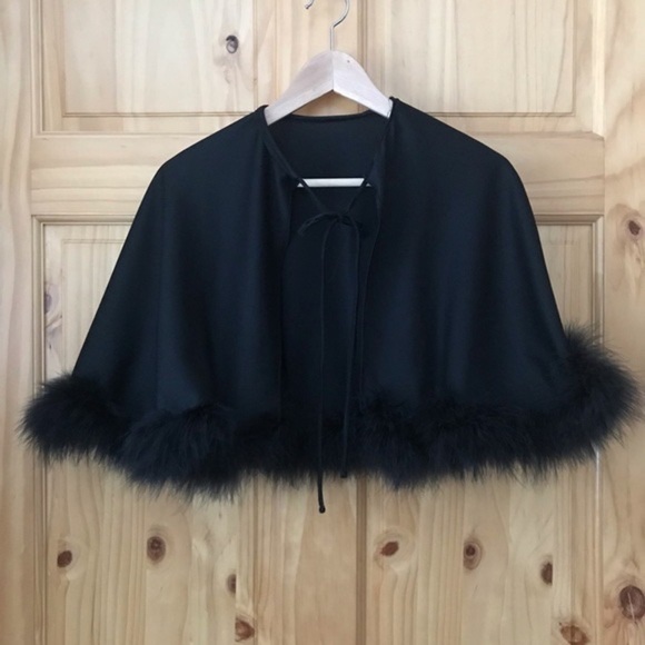 Vintage Fur Trim Shawl Cape Cloak & Dress size 10 - Picture 10 of 10
